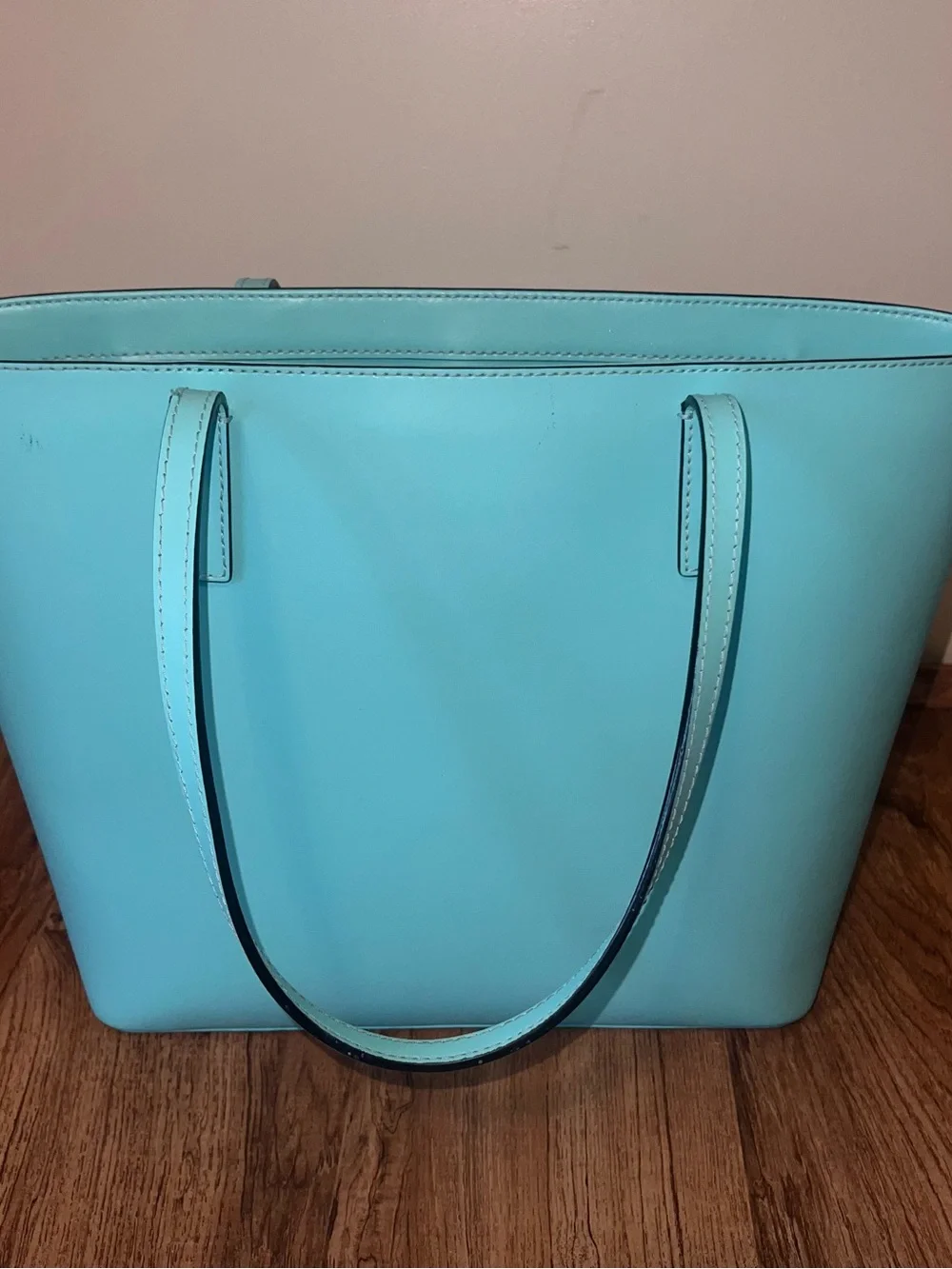 kate spade Turquoise Leather Tote with Logo Charm